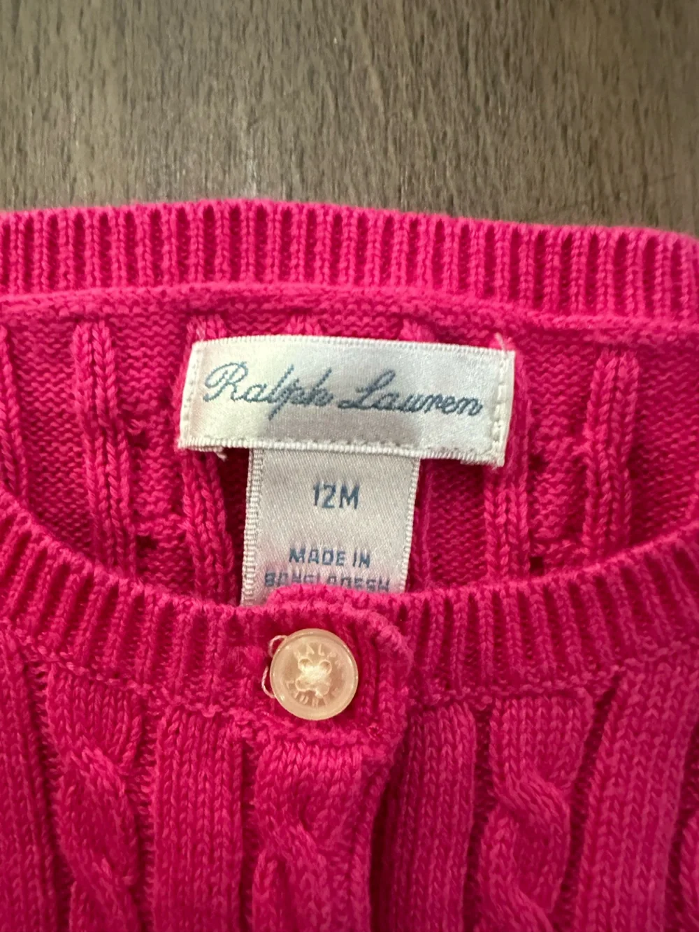 Ralph Lauren Classic Fuschia Cable-Knit Cardigan